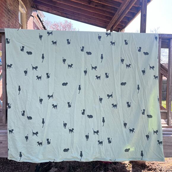 Ikea Barndrom Black Cat Kittens Twin Duvet Green Black Zip Closure Cat Lady - Picture 3 of 7